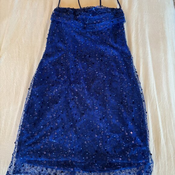 Royal Blue Sequins Dress - Size 6 - Picture 2 of 5